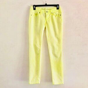 Mossimo Jeans Juniors 3 Ankle Skinny Neon Yellow Highlighter